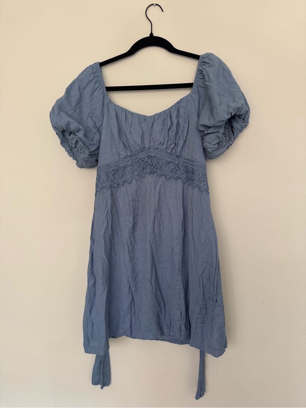 Light Blue Puff-Sleeve Mini Dress